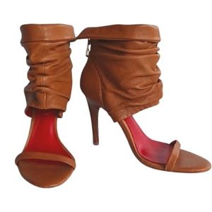 BCBG Caramel Tone Leather Open Toe Strappy Shootie- Sz. 7.5